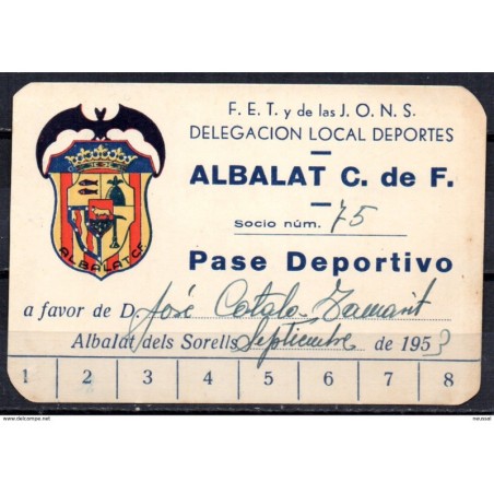 Pase deportivo del albalat de 1953 FET y de las Jons