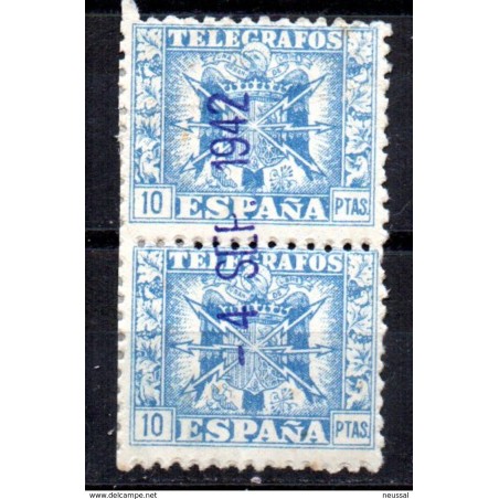 Pareja de sellos de telegrafos 10 pts  españa