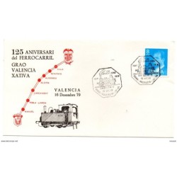 Carta con matasellos commemorativo de ferrocarril  grao valencia xativa