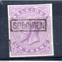 Sello de un franc  sin dentar y sobrecarga specimen belgica