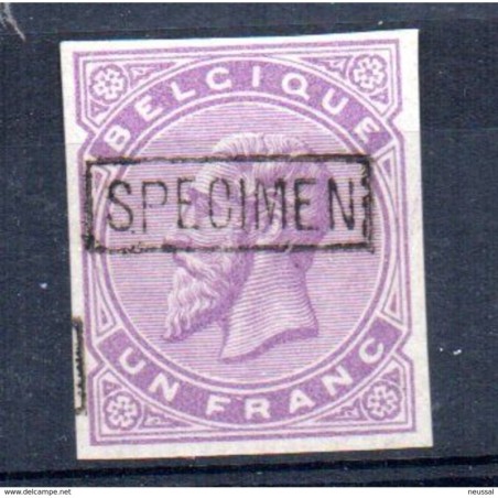Sello de un franc  sin dentar y sobrecarga specimen belgica