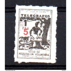 Viñeta telegrafos 1pta con sobrecarga 5