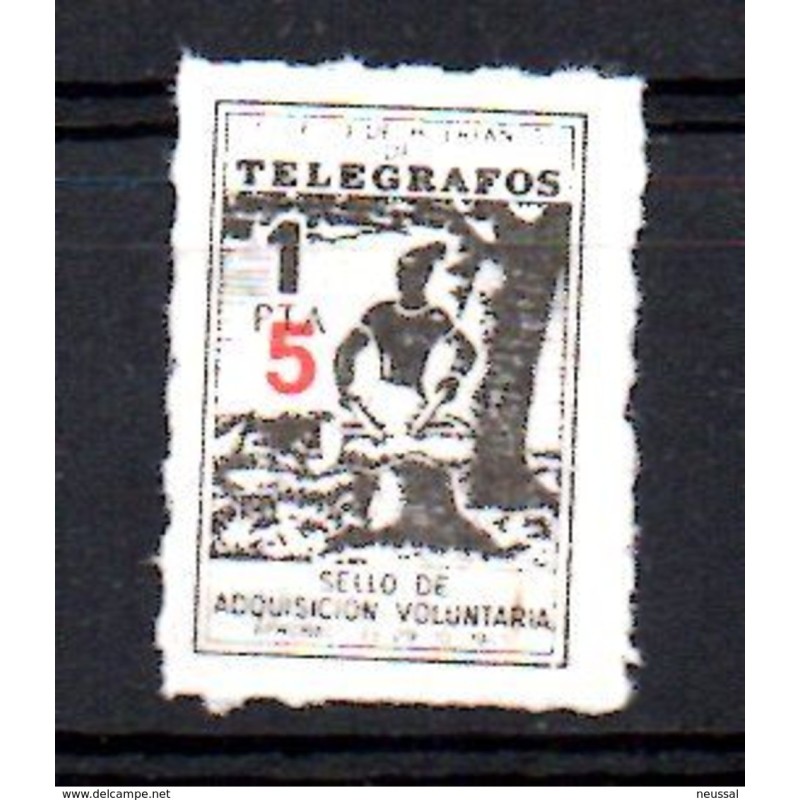 Viñeta telegrafos 1pta con sobrecarga 5 Viñeta telegrafos 1pta con sobrecarga 5