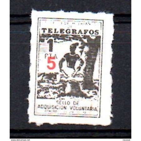 Viñeta telegrafos 1pta con sobrecarga 5