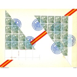 Tarjeta con matasellos azul y sellos visectados