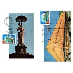 2 tarjetas maximas  feria de barcelona con matasellos diferentes