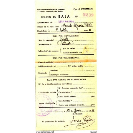 Papel da arbitrio provincial sobre rodaje de 1956 albalat de sorells