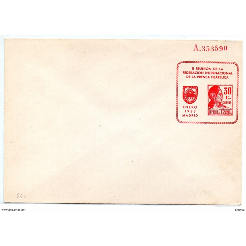 Sobre entero postal de España 1933 Sobre entero postal de España 1933