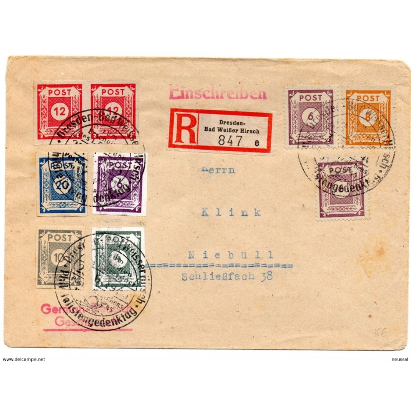 Carta certificada de alemania locales 1946 Carta certificada de alemania locales 1946
