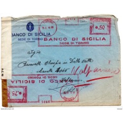 Carta de  1940 con fraqueo mecanico Banco de sicilia  Italia