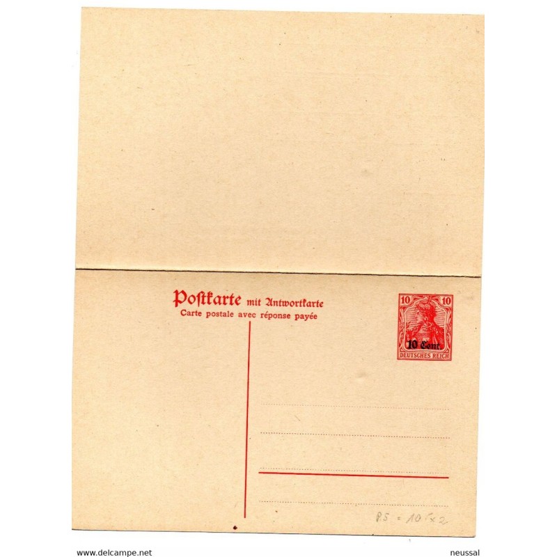 Entero postal doble con sobrecarga de 10cents Entero postal doble con sobrecarga de 10cents