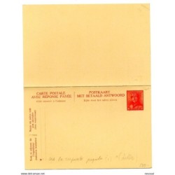 Entero postal  doble de belgica