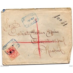 Carta con matasellos en azul y con lacre de 1920