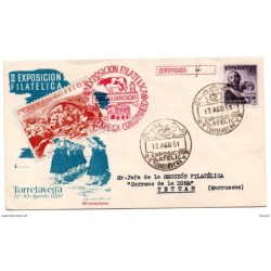 Carta de1951  matasellos inaguracion exposicion torrelavega  1951 tirada 500 ejemplares