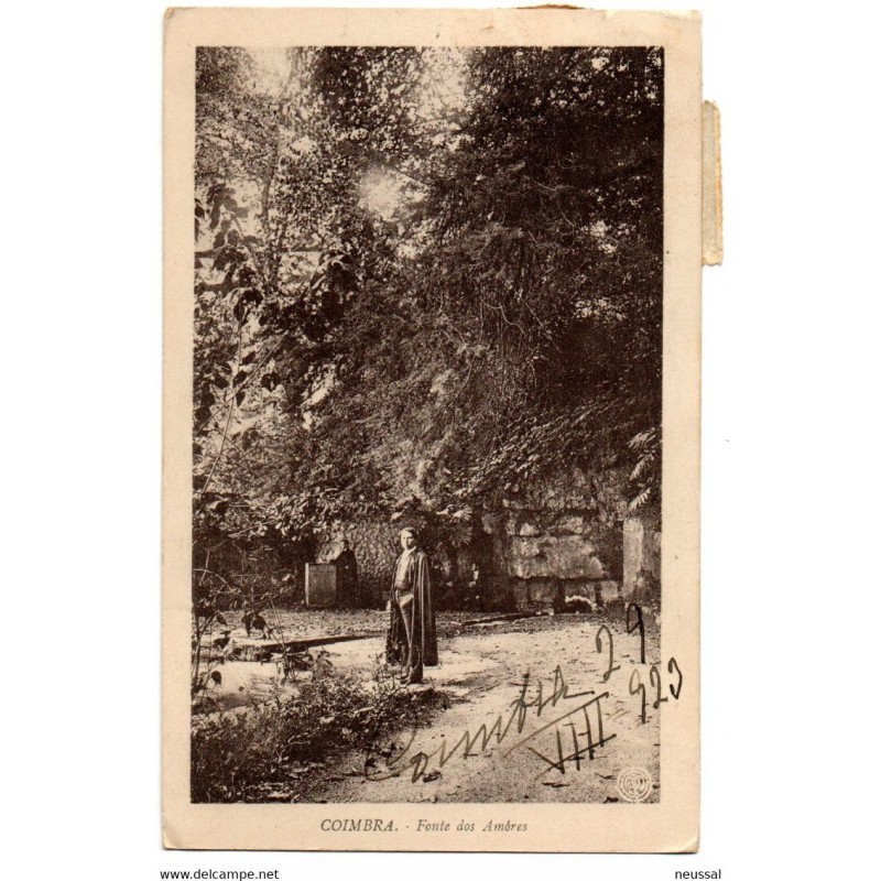 Tarjeta postal de coimbra fonte dos amores circulada 1923 Tarjeta postal de coimbra fonte dos amores circulada 1923