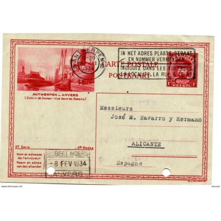 Entero postal circulado a alicante  1934