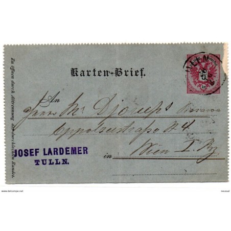 Entero postal de austria matasellos tulln 1887
