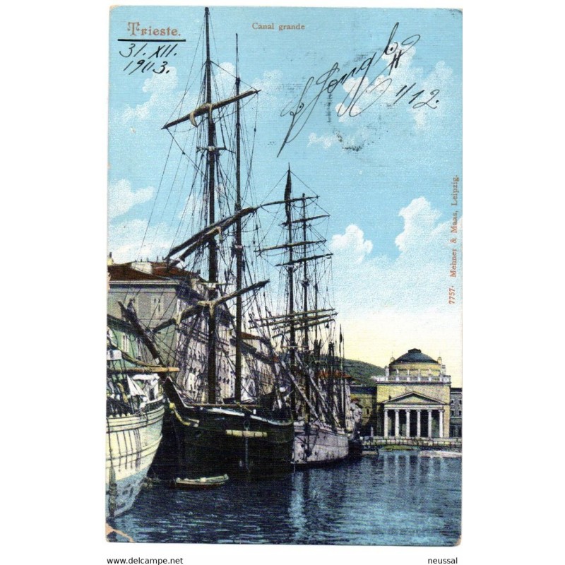 Tarjeta postal de trieste canal grande circulada sellos austria Tarjeta postal de trieste canal grande circulada sellos austria