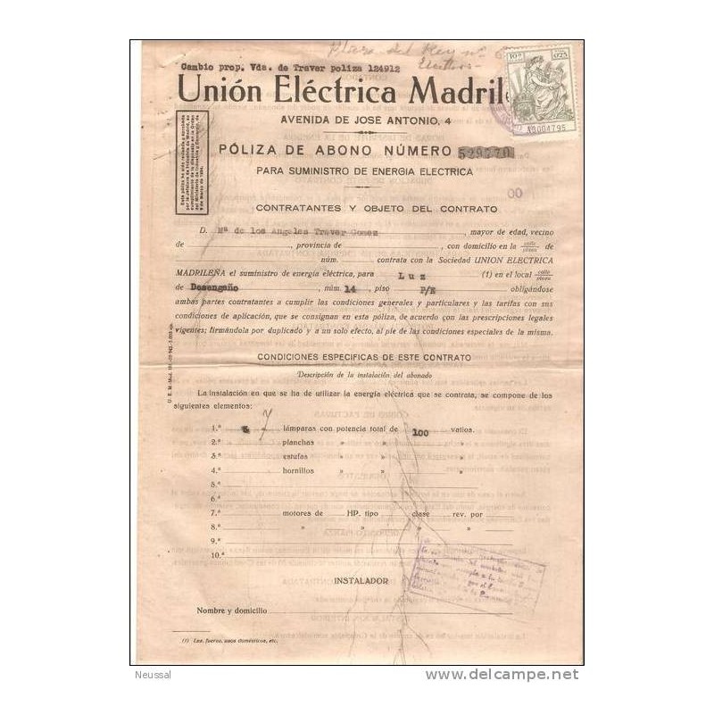Poliza de union electrica madrileña Poliza de union electrica madrileña