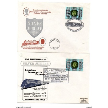 2 cartas de inglaterra matasellos trenes