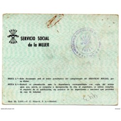Tarjeta de servicio social de la mujer de 1968