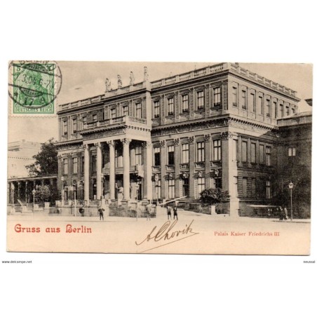 Tarjeta postal de berlin palais kaiser friedrichs III circulada de 1904