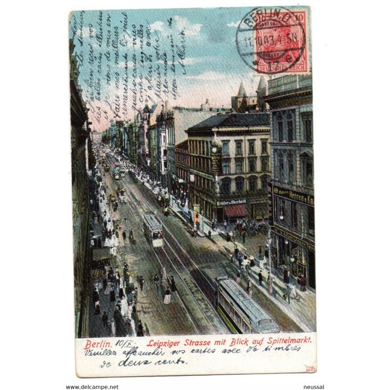 Tarjeta postal de berlin leipziger strasse circulada de 1903 Tarjeta postal de berlin leipziger strasse circulada de 1903