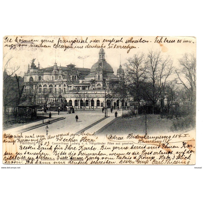 Tarjeta postal hamburg circulada de 1903 Tarjeta postal hamburg circulada de 1903