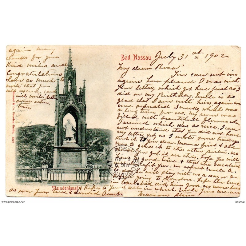 Tarjeta postal de bad nassau circulada 1902 Tarjeta postal de bad nassau circulada 1902