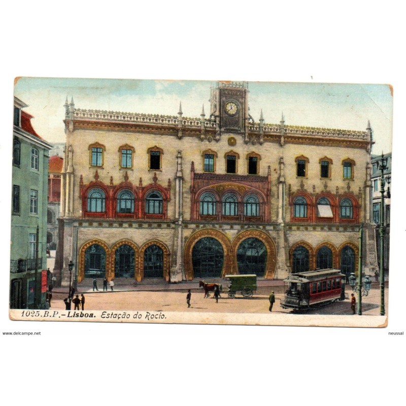 Tarjeta postal de lisboa estacion do rocio Tarjeta postal de lisboa estacion do rocio