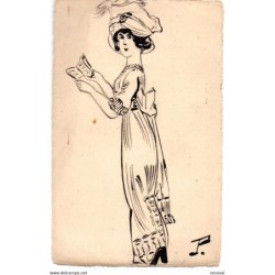 Tarjeta postal de  mujer leyendo