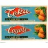 4 papeles de publicidad de naranjas diferentes tamaños
