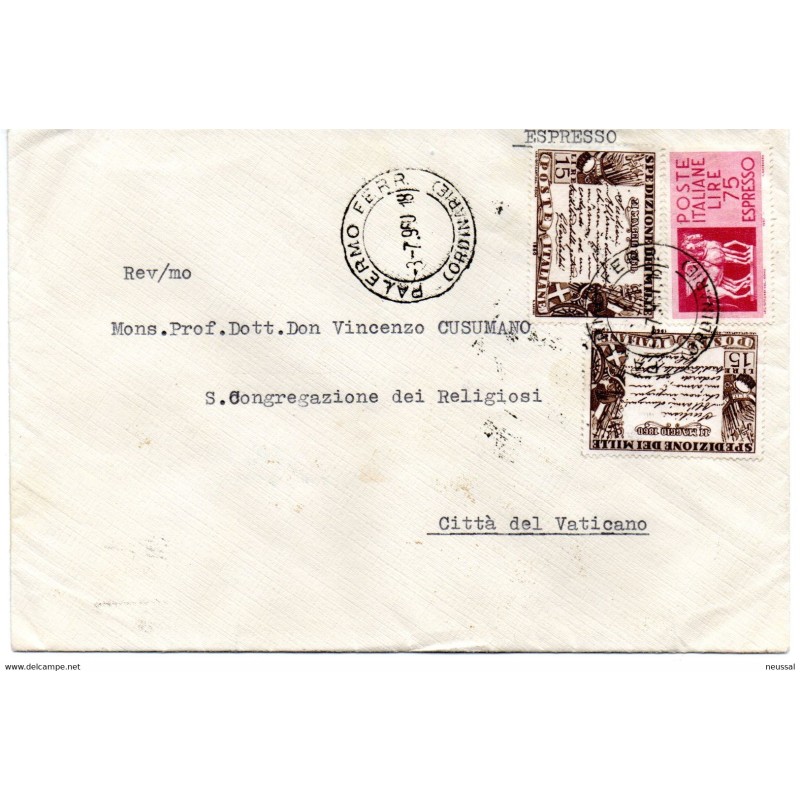 Carta con matasellos de palermo de 1960 Carta con matasellos de palermo de 1960