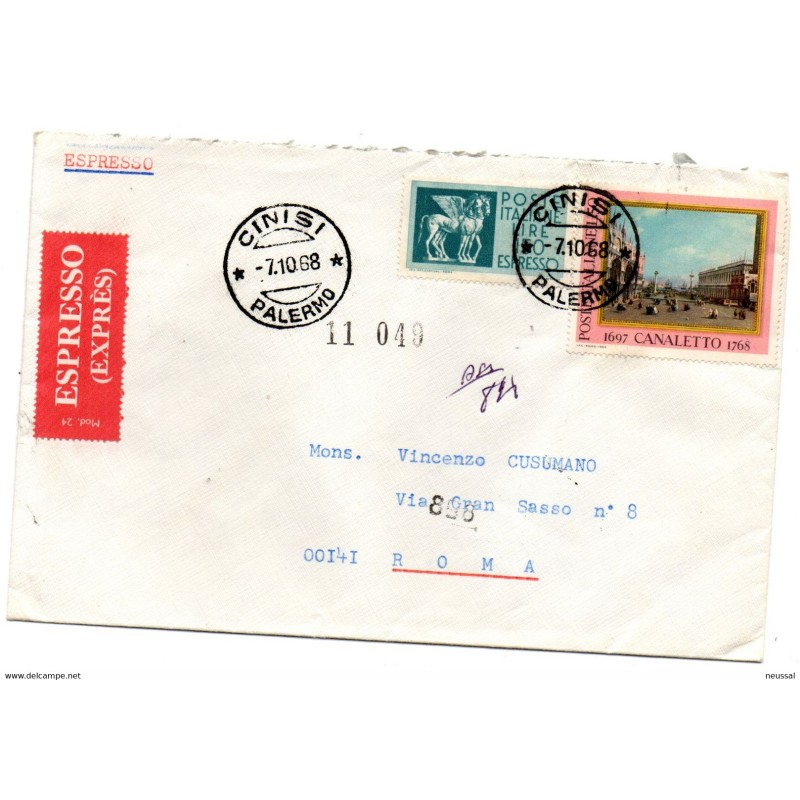 Carta express con matasellos cinisi de 1968 Carta express con matasellos cinisi de 1968