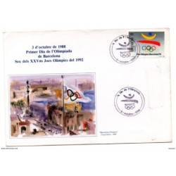Carta con matasellos commemorativo de 1988 olimpiadas