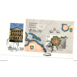 Tarjeta  con matasellos commemorativo de  exfilna de 1988