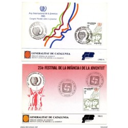 2 tarjeta  con matasellos commemorativo de festival de la infancia de 1986