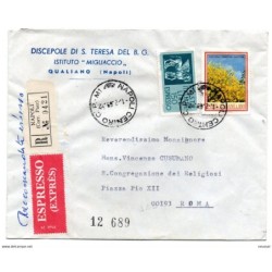 Carta certificada y espresso de 1969 italia