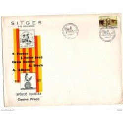 Carta  grande con matasellos commemorativo de 1977 sitges