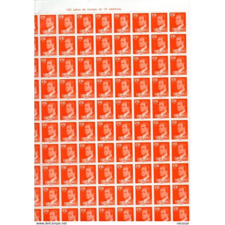 Pliego de 100 sellos del valor de 010 del rey