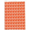 Pliego de 100 sellos del valor de 010 del rey