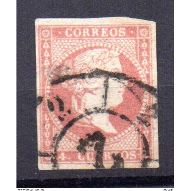 Sello cuatro cuartos sin filigrana con matasellos rueda carreta 2 Sello cuatro cuartos sin filigrana con matasellos rueda carreta 2