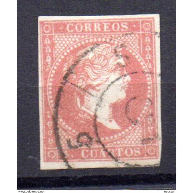 Sello cuatro cuartos sin filigrana con matasellos rueda carreta 5 Sello cuatro cuartos sin filigrana con matasellos rueda carreta 5