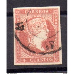 Sello cuatro cuartos sin filigrana con matasellos rueda carreta 41