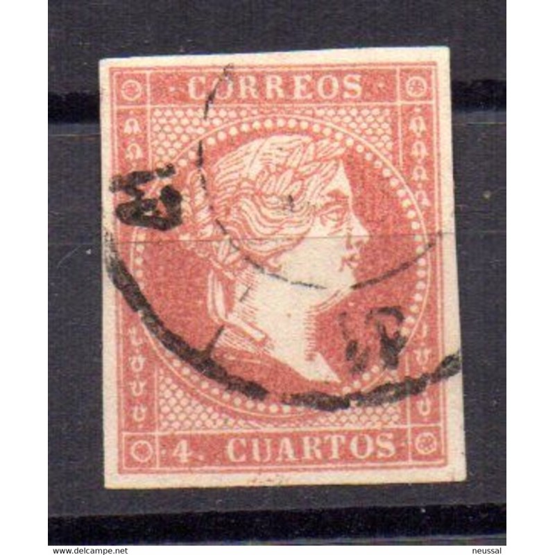Sello cuatro cuartos sin filigrana con matasellos rueda carreta 41 Sello cuatro cuartos sin filigrana con matasellos rueda carreta 41