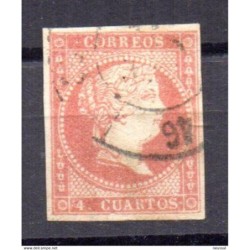 Sello cuatro cuartos sin filigrana con matasellos rueda carreta 46