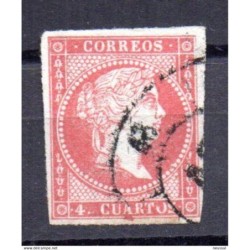 Sello cuatro cuartos sin filigrana con matasellos rueda carreta 48