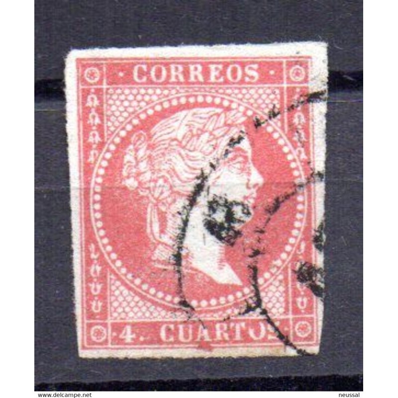 Sello cuatro cuartos sin filigrana con matasellos rueda carreta 48 Sello cuatro cuartos sin filigrana con matasellos rueda carreta 48