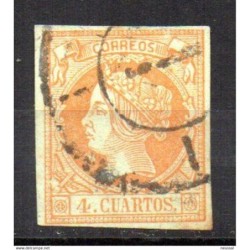Sello cuatro cuartos de 1860 rueda de carreta 1