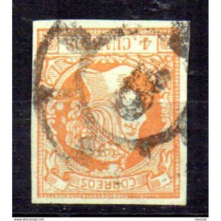 Sello cuatro cuartos de 1860 rueda de carreta 6